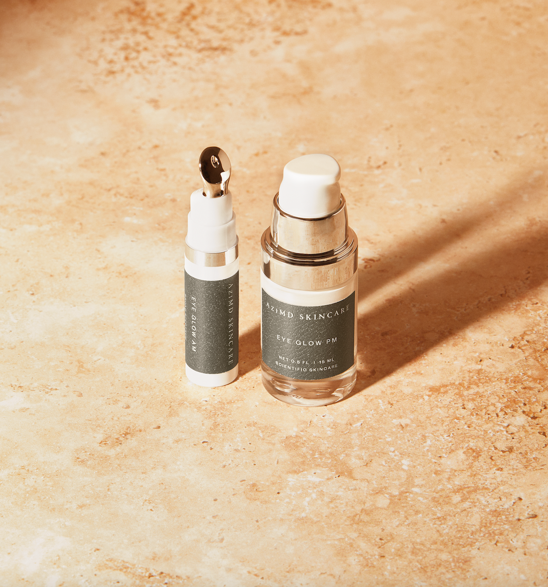 Eyeglow Duo - Includes Eyeglow AM and SPF eye cream and Eyeglow PM and night-time retinol eye cream.